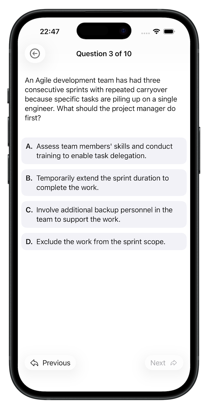 Exam-style question screen